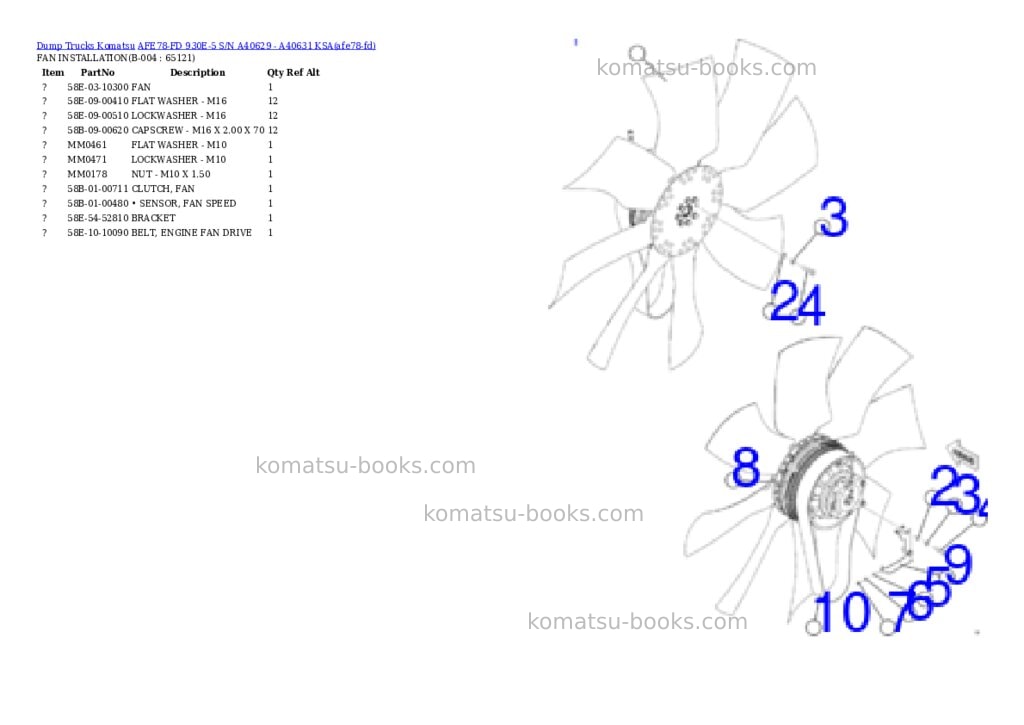 Komatsu AFE78-FD 930E-5 S/N A40629 - A40631 KSA Parts catalog cover Page 2