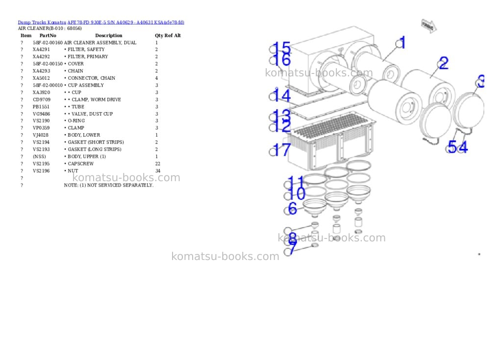 Komatsu AFE78-FD 930E-5 S/N A40629 - A40631 KSA Parts catalog cover Page 5