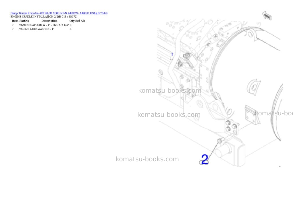 Komatsu AFE78-FD 930E-5 S/N A40629 - A40631 KSA Parts catalog cover Page 9