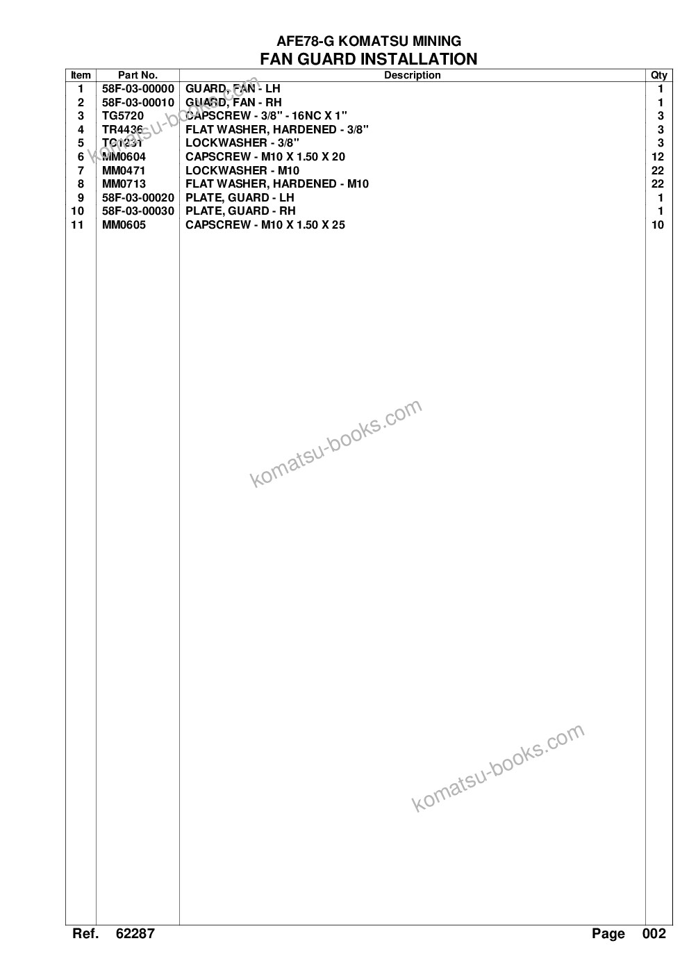 Komatsu afe78-g 930e-5 s/n a40029 - a40030, a40034 - a40035, a40042 - a40043 kal Parts catalog cover Page 5 Komatsu afe78-g 930e-5 s/n a40029 - a40030, a40034 - a40035, a40042 - a40043 kal Parts catalog cover Page 5