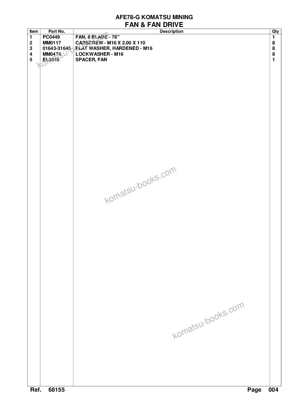 Komatsu afe78-g 930e-5 s/n a40029 - a40030, a40034 - a40035, a40042 - a40043 kal Parts catalog cover Page 7 Komatsu afe78-g 930e-5 s/n a40029 - a40030, a40034 - a40035, a40042 - a40043 kal Parts catalog cover Page 7