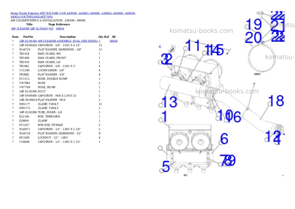 Komatsu AFE78-H 930E-5 S/N A40038 - A40041, A40044 - A40045, A40048 - A40049, A40053 SOUTHFLANK Parts catalog cover Page 3 Komatsu AFE78-H 930E-5 S/N A40038 - A40041, A40044 - A40045, A40048 - A40049, A40053 SOUTHFLANK Parts catalog cover Page 3