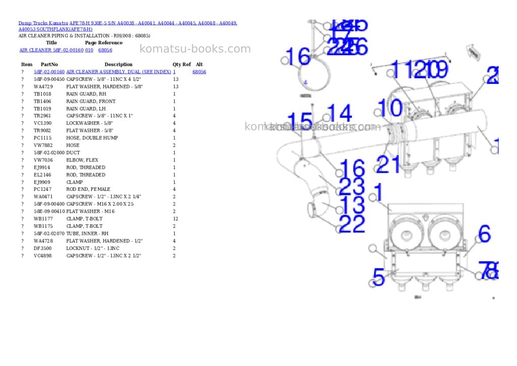 Komatsu AFE78-H 930E-5 S/N A40038 - A40041, A40044 - A40045, A40048 - A40049, A40053 SOUTHFLANK Parts catalog cover Page 4 Komatsu AFE78-H 930E-5 S/N A40038 - A40041, A40044 - A40045, A40048 - A40049, A40053 SOUTHFLANK Parts catalog cover Page 4