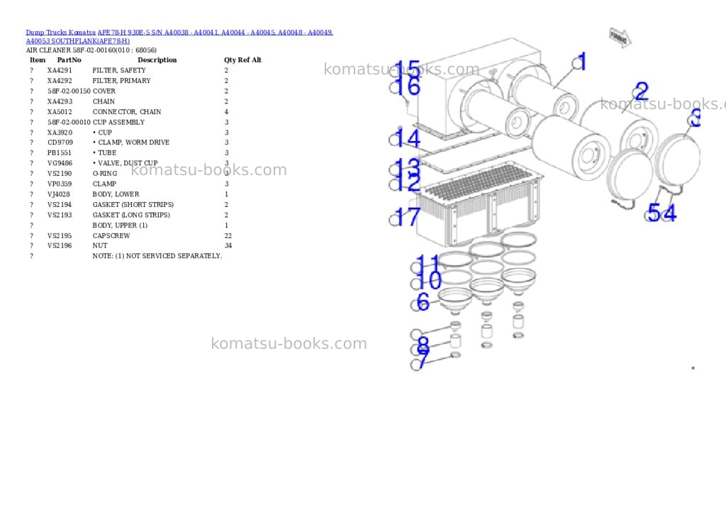 Komatsu AFE78-H 930E-5 S/N A40038 - A40041, A40044 - A40045, A40048 - A40049, A40053 SOUTHFLANK Parts catalog cover Page 5 Komatsu AFE78-H 930E-5 S/N A40038 - A40041, A40044 - A40045, A40048 - A40049, A40053 SOUTHFLANK Parts catalog cover Page 5
