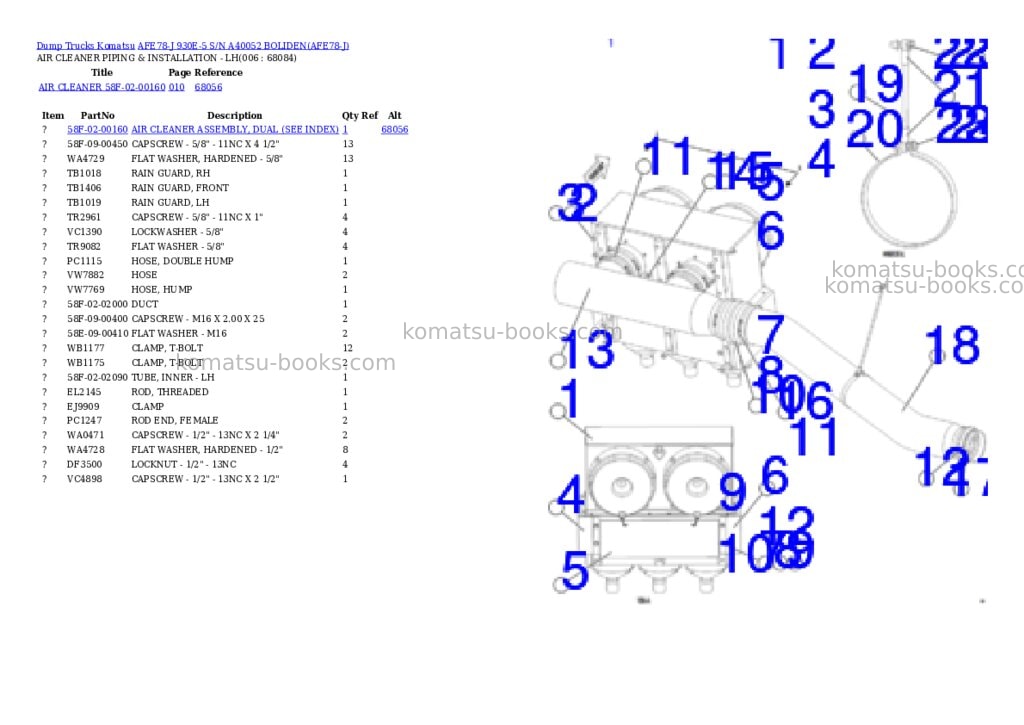 Komatsu afe78-j 930e-5 s/n a40052 boliden Parts catalog cover Page 5 Komatsu afe78-j 930e-5 s/n a40052 boliden Parts catalog cover Page 5