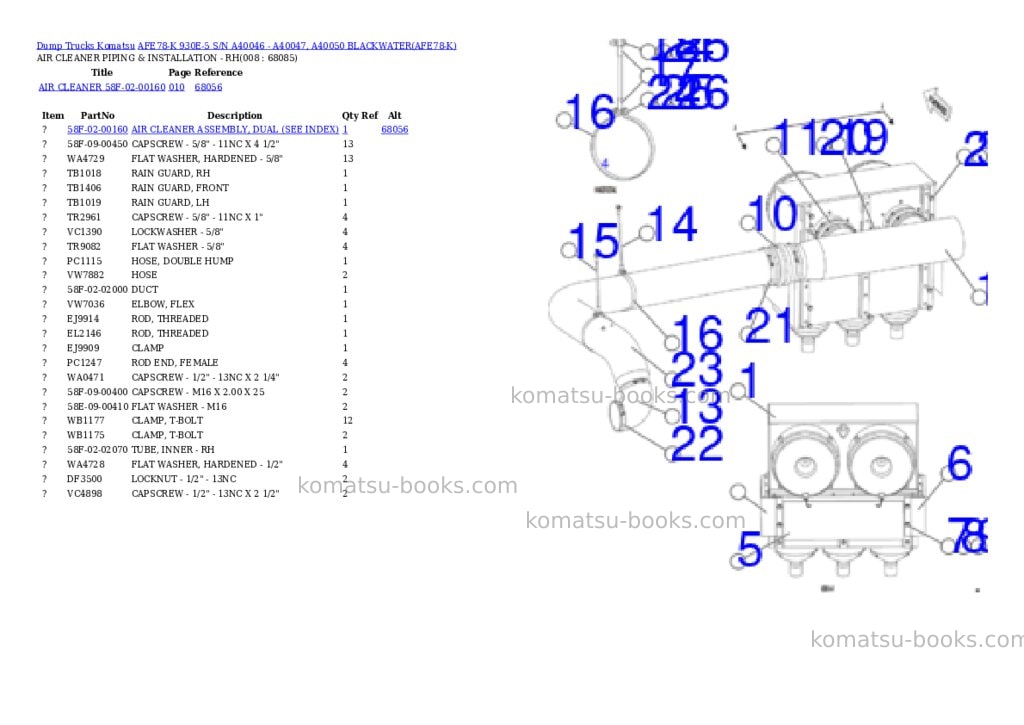 Komatsu AFE78-K 930E-5 S/N A40046 - A40047, A40050 BLACKWATER Parts catalog cover Page 4