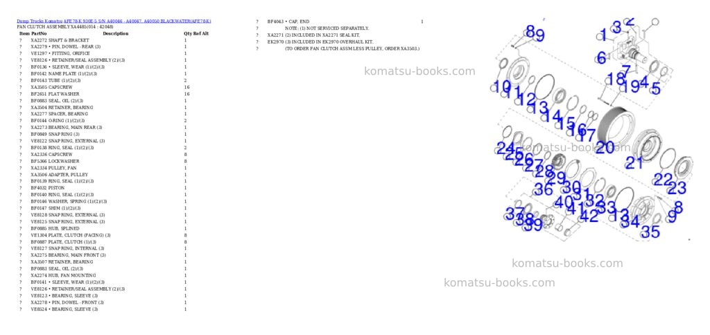 Komatsu AFE78-K 930E-5 S/N A40046 - A40047, A40050 BLACKWATER Parts catalog cover Page 7