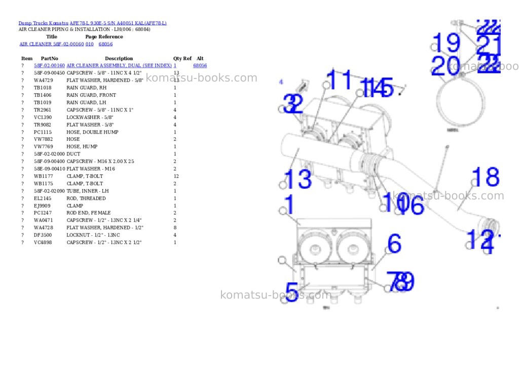 Komatsu AFE78-L 930E-5 S/N A40051 KAL Parts catalog cover Page 3