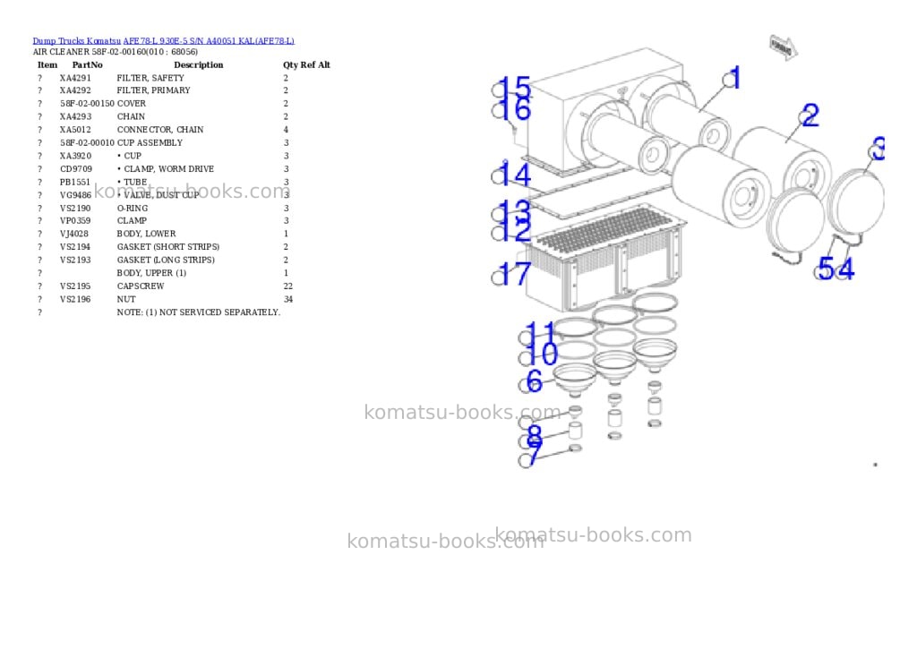 Komatsu AFE78-L 930E-5 S/N A40051 KAL Parts catalog cover Page 5