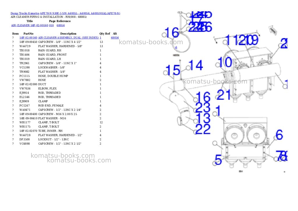 Komatsu AFE78-N 930E-5 S/N A40055 - A40056, A40059 KAL Parts catalog cover Page 4