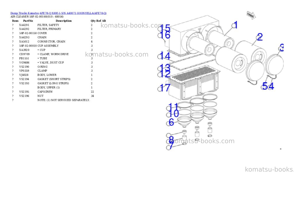Komatsu AFE78-Q 930E-5 S/N A40071 GOONYELLA Parts catalog cover Page 5 Komatsu AFE78-Q 930E-5 S/N A40071 GOONYELLA Parts catalog cover Page 5