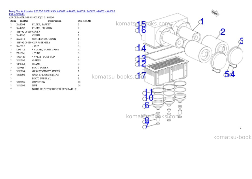 Komatsu AFE78-R 930E-5 S/N A40067 - A40068, A40076 - A40077, A40082 - A40083 KAL Parts catalog cover Page 5 Komatsu AFE78-R 930E-5 S/N A40067 - A40068, A40076 - A40077, A40082 - A40083 KAL Parts catalog cover Page 5