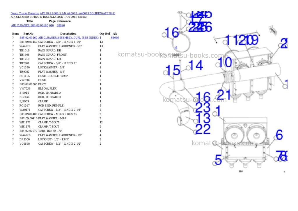 Komatsu AFE78-S 930E-5 S/N A40078 - A40079 BOLIDEN Parts catalog cover Page 4 Komatsu AFE78-S 930E-5 S/N A40078 - A40079 BOLIDEN Parts catalog cover Page 4