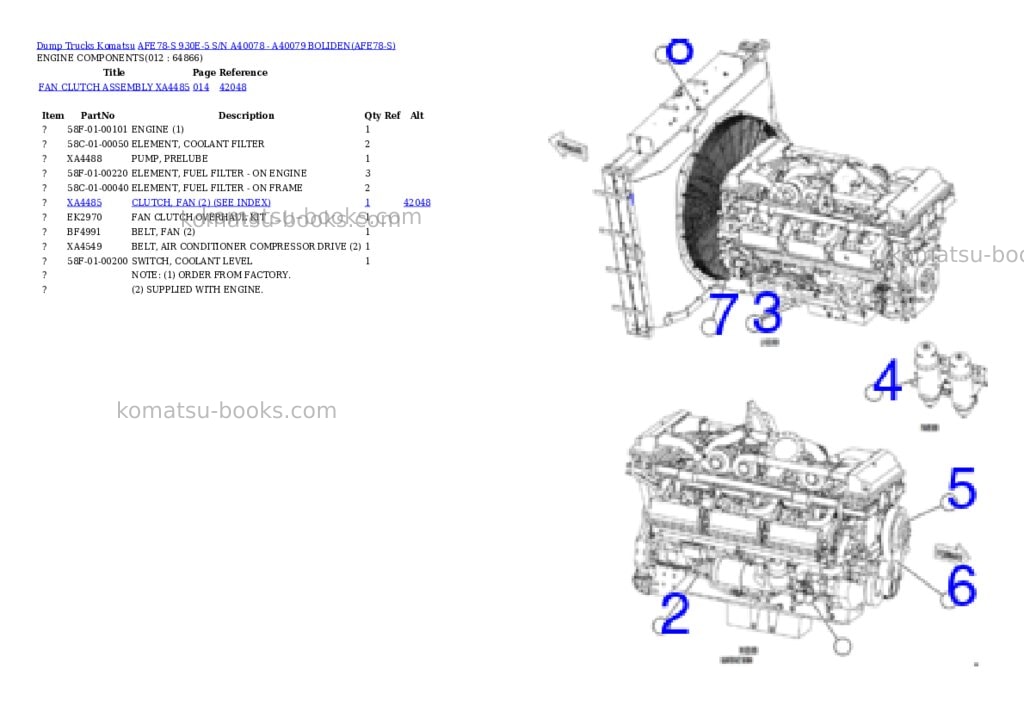 Komatsu AFE78-S 930E-5 S/N A40078 - A40079 BOLIDEN Parts catalog cover Page 6 Komatsu AFE78-S 930E-5 S/N A40078 - A40079 BOLIDEN Parts catalog cover Page 6