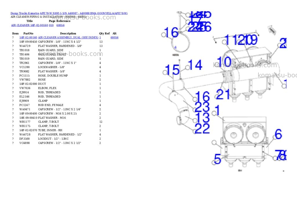 Komatsu AFE78-W 930E-5 S/N A40087 - A40088 BMA GOONYELLA Parts catalog cover Page 4