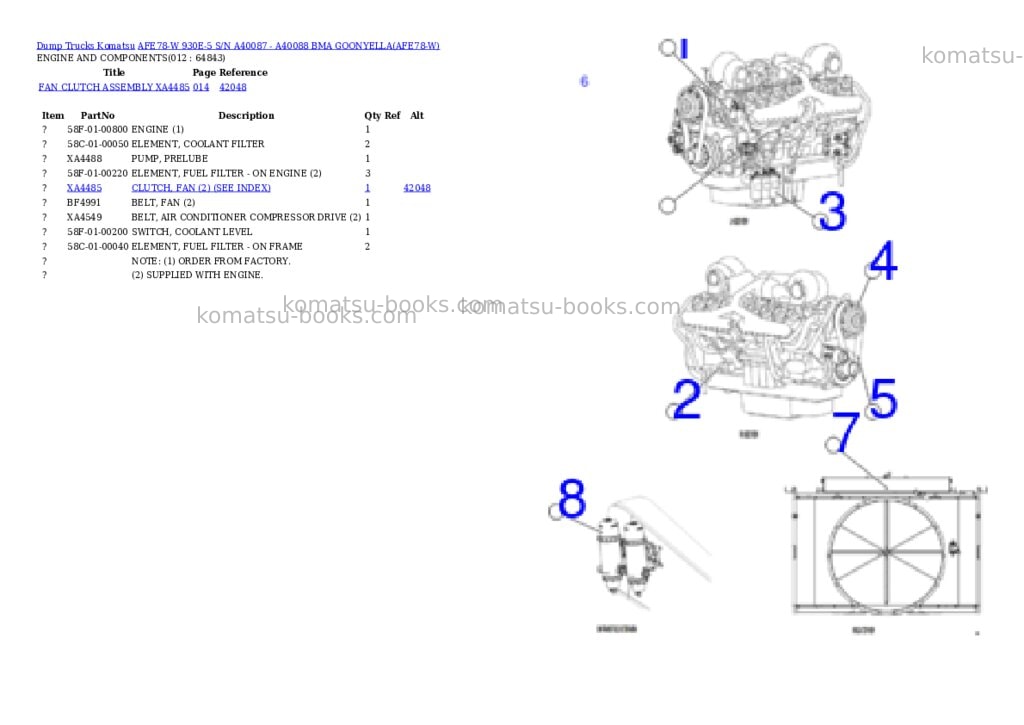 Komatsu AFE78-W 930E-5 S/N A40087 - A40088 BMA GOONYELLA Parts catalog cover Page 6