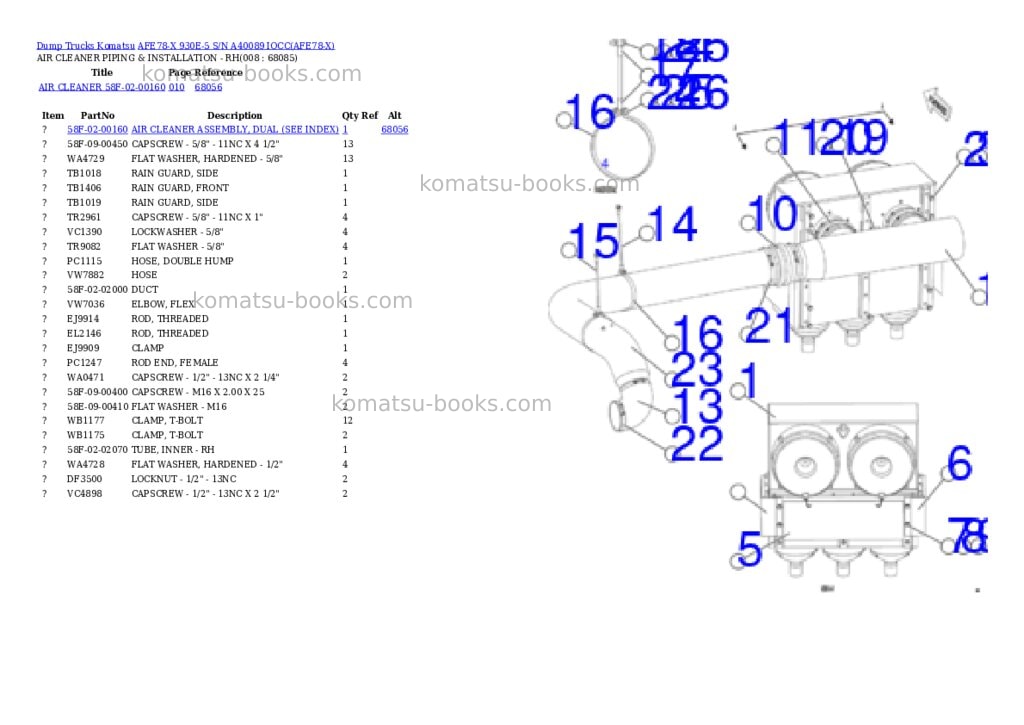 Komatsu AFE78-X 930E-5 S/N A40089 IOCC Parts catalog cover Page 4 Komatsu AFE78-X 930E-5 S/N A40089 IOCC Parts catalog cover Page 4