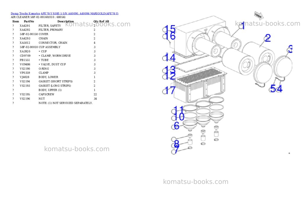 Komatsu AFE78-Y 930E-5 S/N A40090, A40094 MARIGOLD Parts catalog cover Page 5