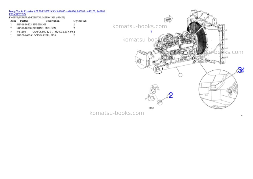 Komatsu AFE78-Z 930E-5 S/N A40095 - A40096, A40101 - A40102, A40105 EPSA Parts catalog cover Page 10 Komatsu AFE78-Z 930E-5 S/N A40095 - A40096, A40101 - A40102, A40105 EPSA Parts catalog cover Page 10