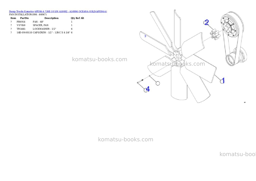 Komatsu afe84-a 730e-10 s/n a50002 - a50004 oceana gold Parts catalog cover Page 2 Komatsu afe84-a 730e-10 s/n a50002 - a50004 oceana gold Parts catalog cover Page 2