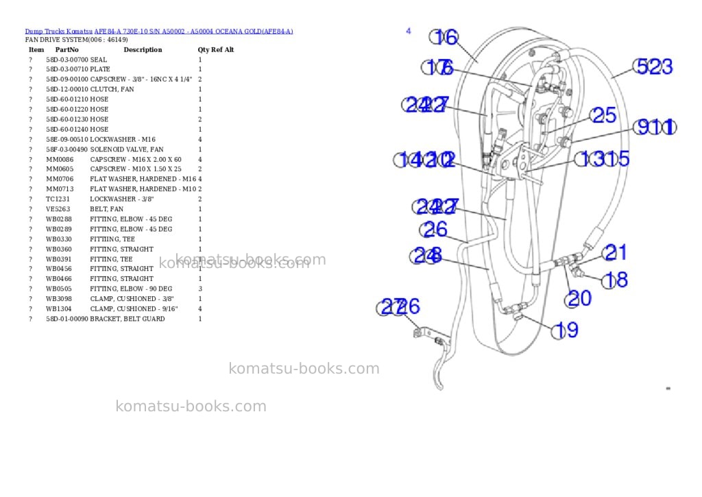 Komatsu afe84-a 730e-10 s/n a50002 - a50004 oceana gold Parts catalog cover Page 3 Komatsu afe84-a 730e-10 s/n a50002 - a50004 oceana gold Parts catalog cover Page 3