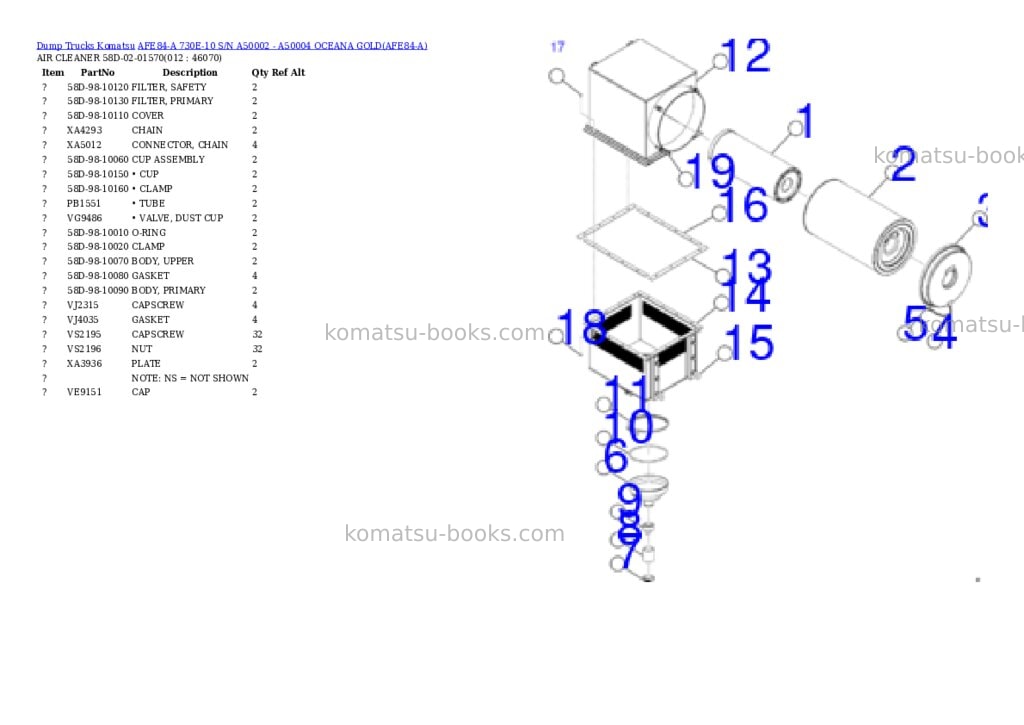 Komatsu afe84-a 730e-10 s/n a50002 - a50004 oceana gold Parts catalog cover Page 6 Komatsu afe84-a 730e-10 s/n a50002 - a50004 oceana gold Parts catalog cover Page 6