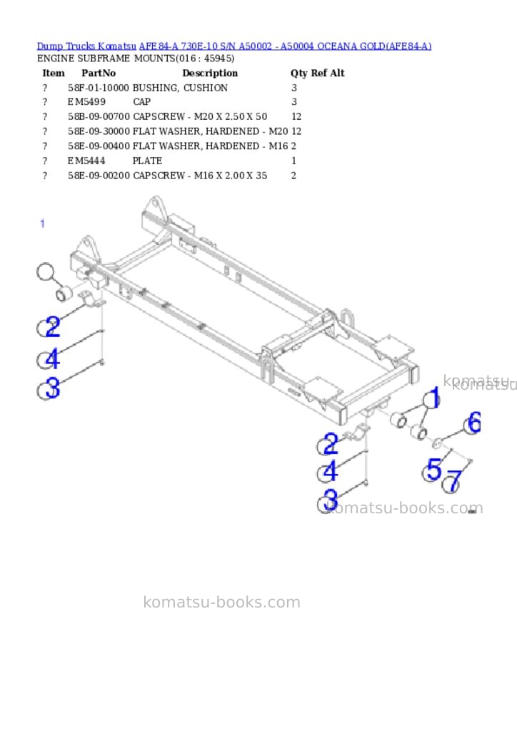 Komatsu afe84-a 730e-10 s/n a50002 - a50004 oceana gold Parts catalog cover Page 8 Komatsu afe84-a 730e-10 s/n a50002 - a50004 oceana gold Parts catalog cover Page 8