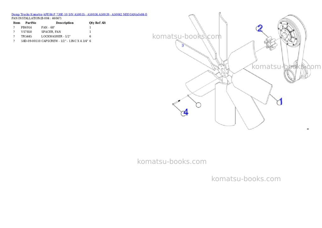 Komatsu AFE84-F 730E-10 S/N A50035 - A50036,A50039 - A50042 NEEGAN Parts catalog cover Page 2 Komatsu AFE84-F 730E-10 S/N A50035 - A50036,A50039 - A50042 NEEGAN Parts catalog cover Page 2