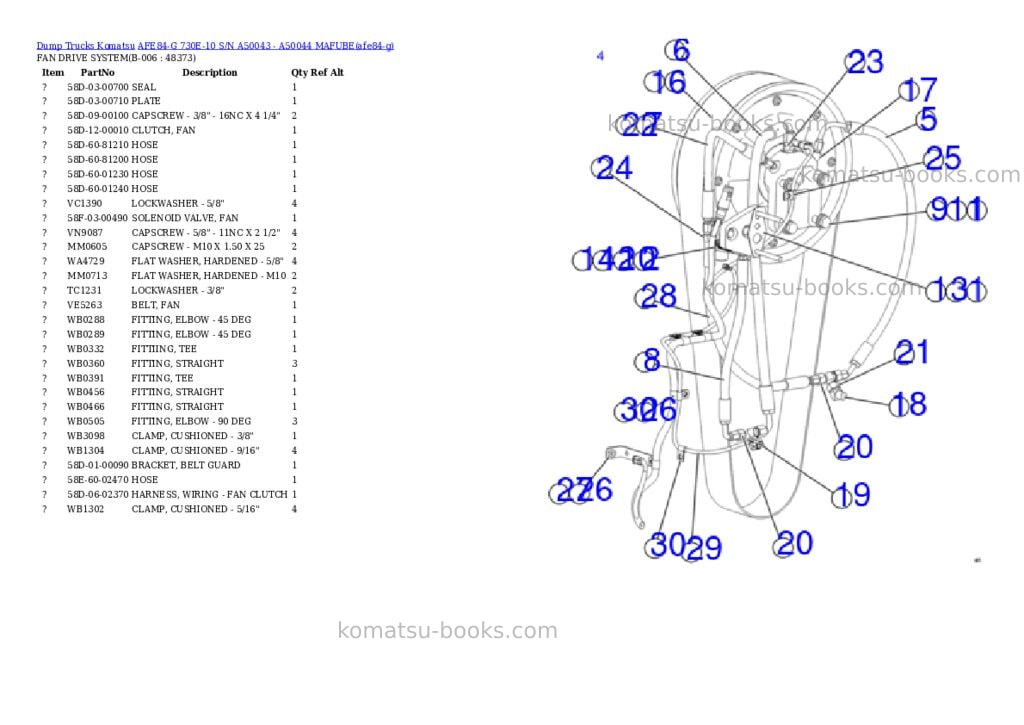 Komatsu AFE84-G 730E-10 S/N A50043 - A50044 MAFUBE Parts catalog cover Page 3