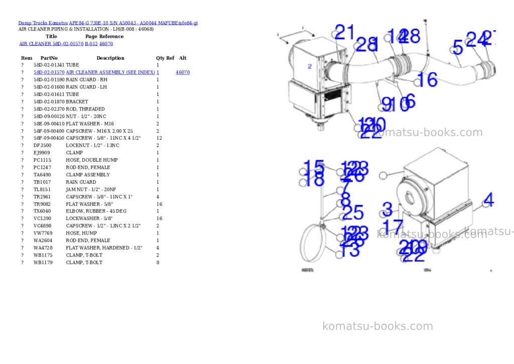 Komatsu AFE84-G 730E-10 S/N A50043 - A50044 MAFUBE Parts catalog cover Page 4