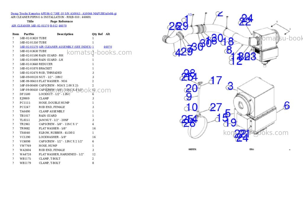 Komatsu AFE84-G 730E-10 S/N A50043 - A50044 MAFUBE Parts catalog cover Page 5