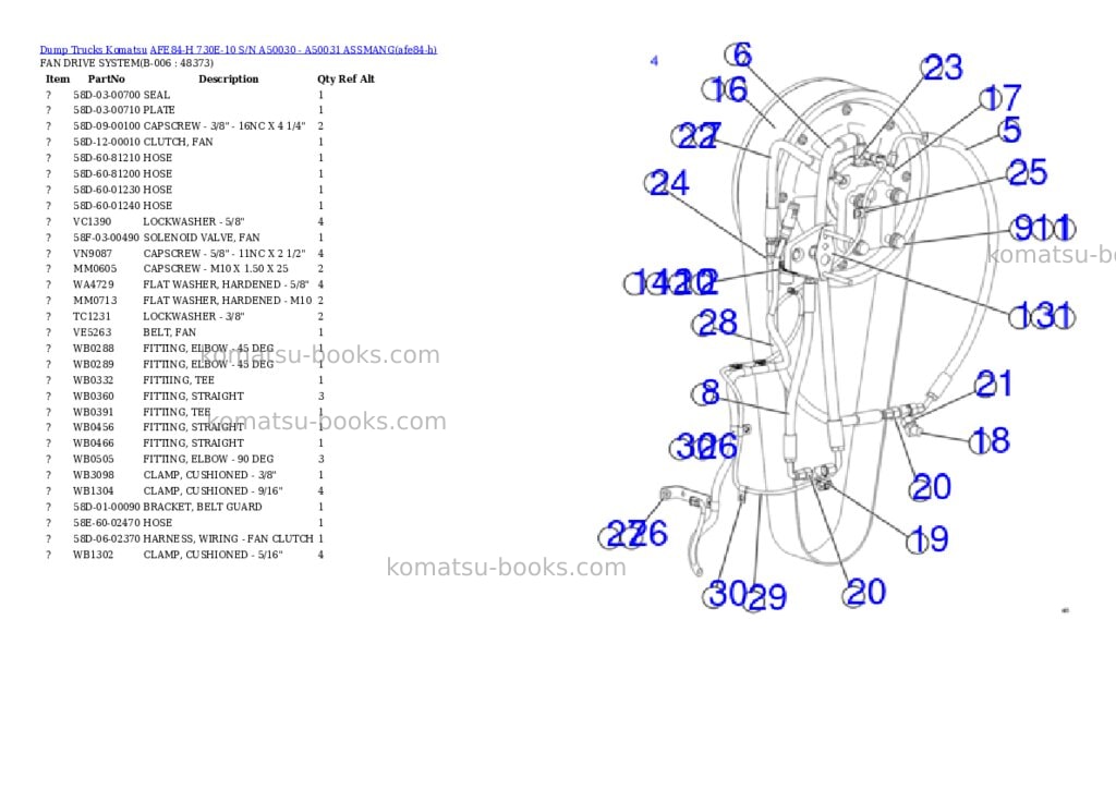 Komatsu AFE84-H 730E-10 S/N A50030 - A50031 ASSMANG Parts catalog cover Page 3