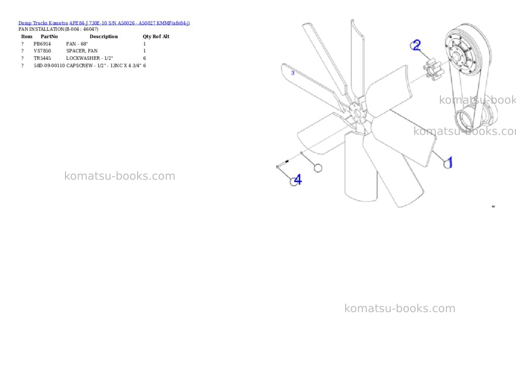 Komatsu AFE84-J 730E-10 S/N A50026 - A50027 KMMP Parts catalog cover Page 2