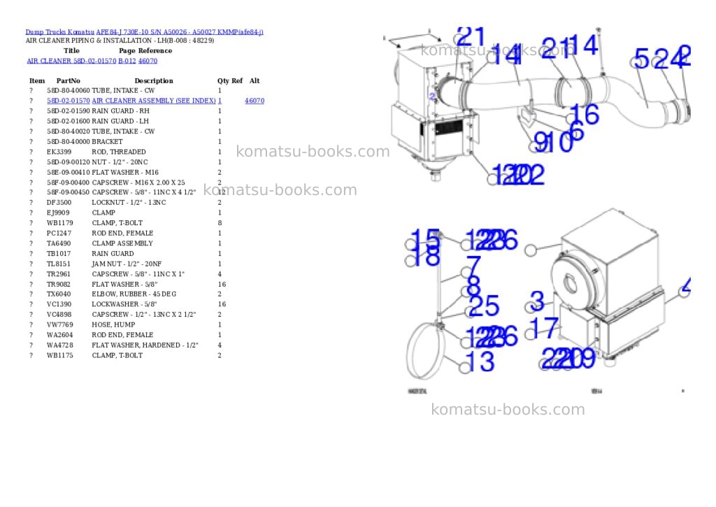 Komatsu AFE84-J 730E-10 S/N A50026 - A50027 KMMP Parts catalog cover Page 4