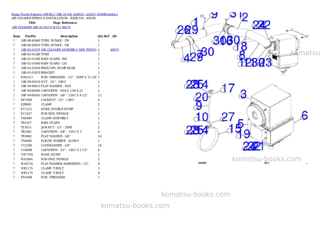 Komatsu AFE84-J 730E-10 S/N A50026 - A50027 KMMP Parts catalog cover Page 5