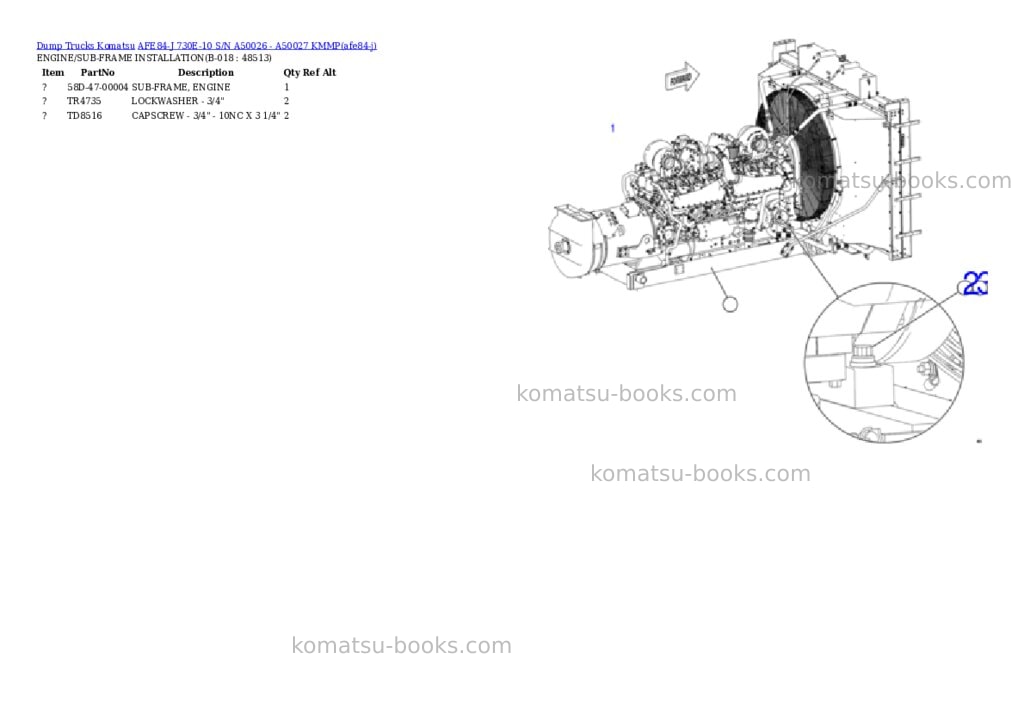 Komatsu AFE84-J 730E-10 S/N A50026 - A50027 KMMP Parts catalog cover Page 9
