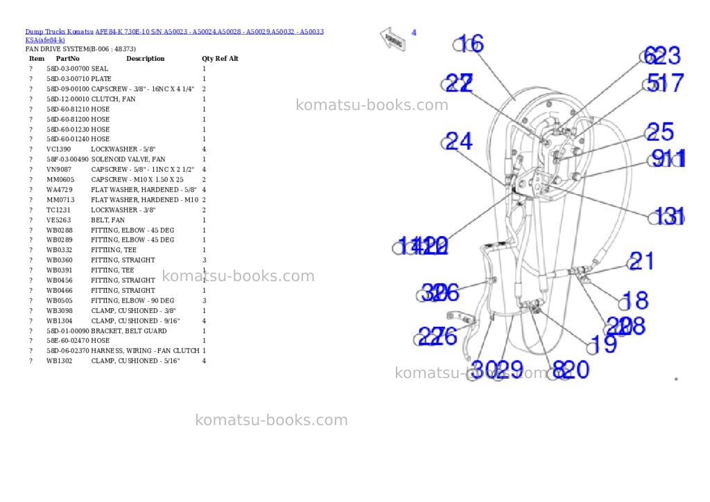 Komatsu AFE84-K 730E-10 S/N A50023 - A50024,A50028 - A50029,A50032 - A50033 KSA Parts catalog cover Page 3 Komatsu AFE84-K 730E-10 S/N A50023 - A50024,A50028 - A50029,A50032 - A50033 KSA Parts catalog cover Page 3