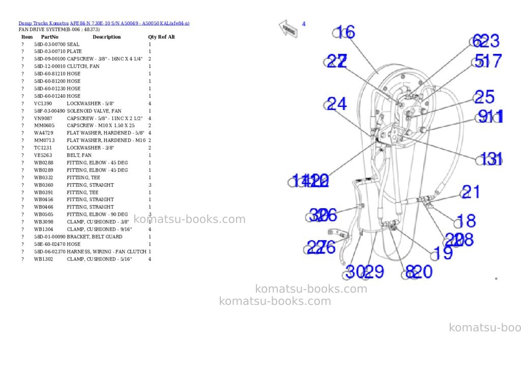 Komatsu AFE84-N 730E-10 S/N A50049 - A50050 KAL Parts catalog cover Page 3