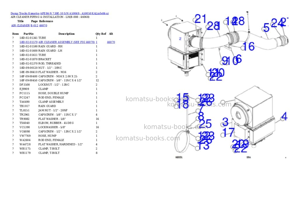 Komatsu AFE84-N 730E-10 S/N A50049 - A50050 KAL Parts catalog cover Page 4