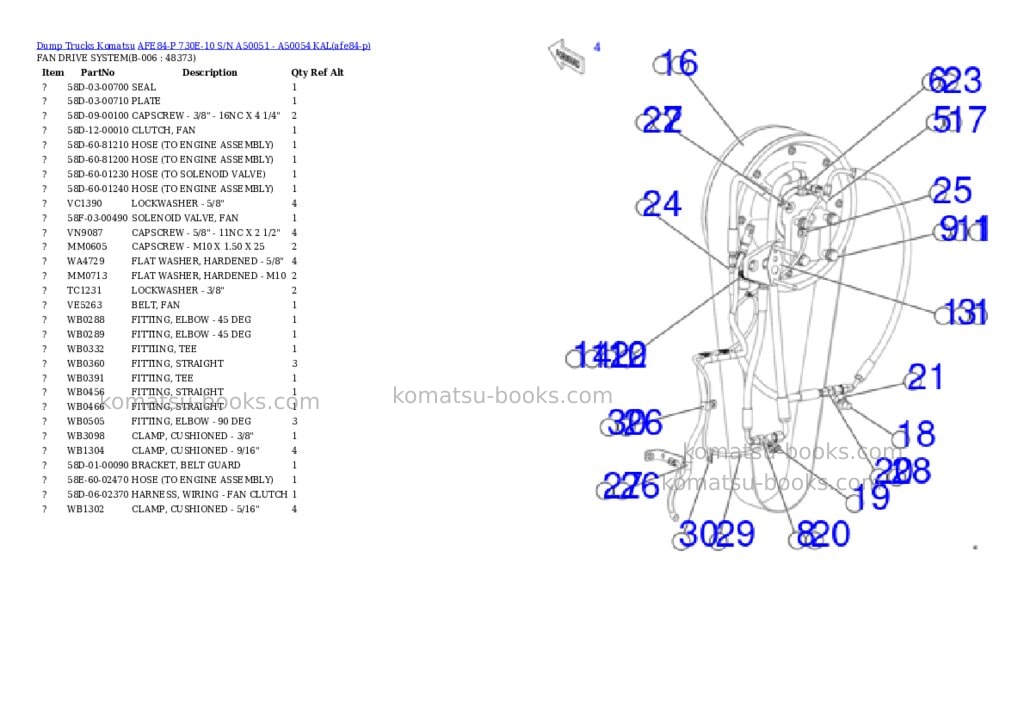 Komatsu AFE84-P 730E-10 S/N A50051 - A50054 KAL Parts catalog cover Page 3