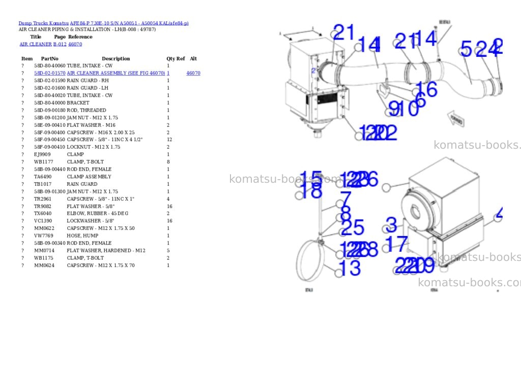 Komatsu AFE84-P 730E-10 S/N A50051 - A50054 KAL Parts catalog cover Page 4