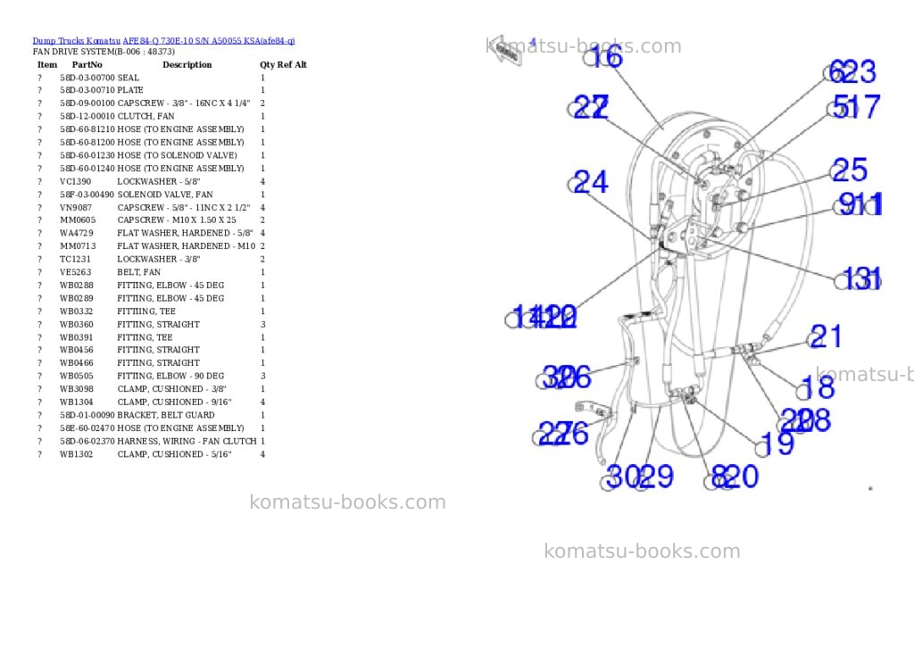 Komatsu AFE84-Q 730E-10 S/N A50055 KSA Parts catalog cover Page 3 Komatsu AFE84-Q 730E-10 S/N A50055 KSA Parts catalog cover Page 3