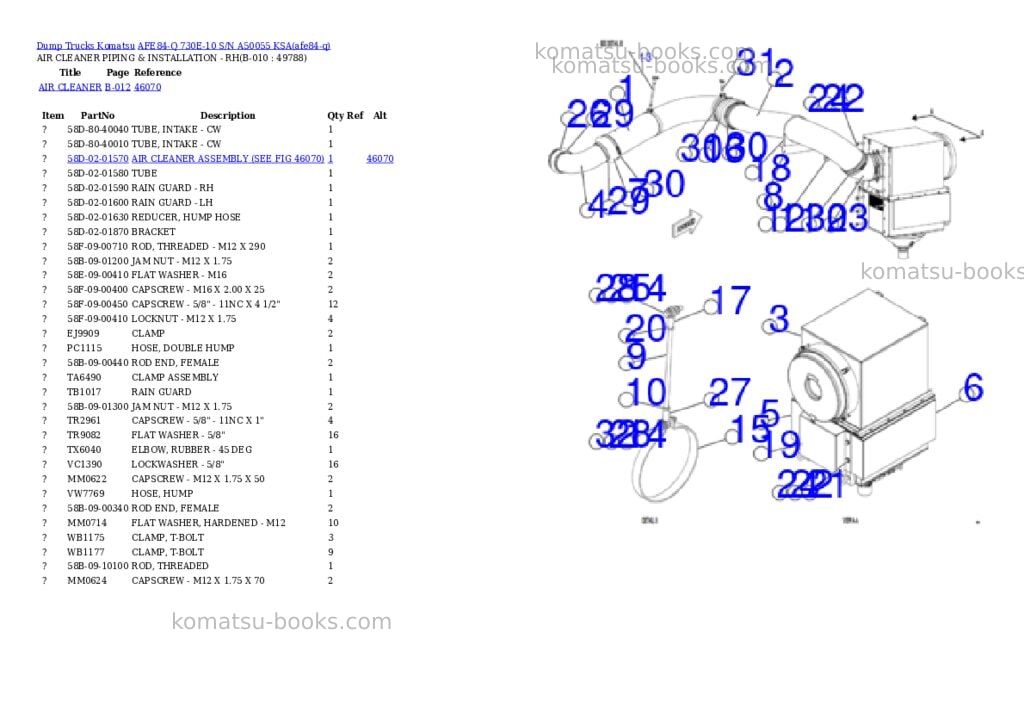 Komatsu AFE84-Q 730E-10 S/N A50055 KSA Parts catalog cover Page 5 Komatsu AFE84-Q 730E-10 S/N A50055 KSA Parts catalog cover Page 5