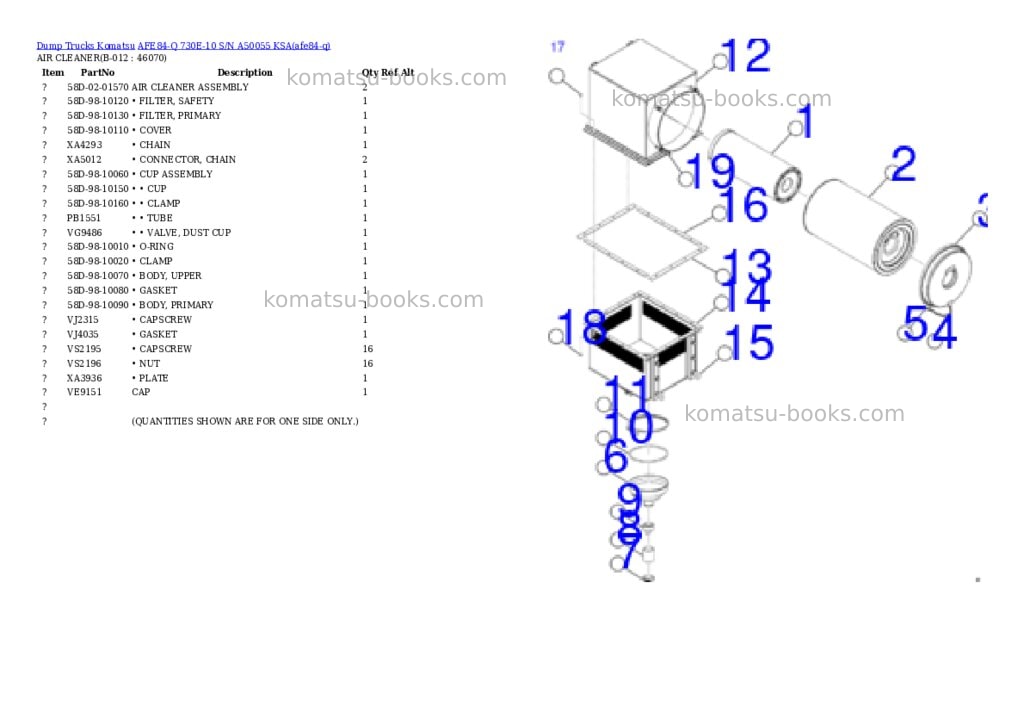 Komatsu AFE84-Q 730E-10 S/N A50055 KSA Parts catalog cover Page 6 Komatsu AFE84-Q 730E-10 S/N A50055 KSA Parts catalog cover Page 6