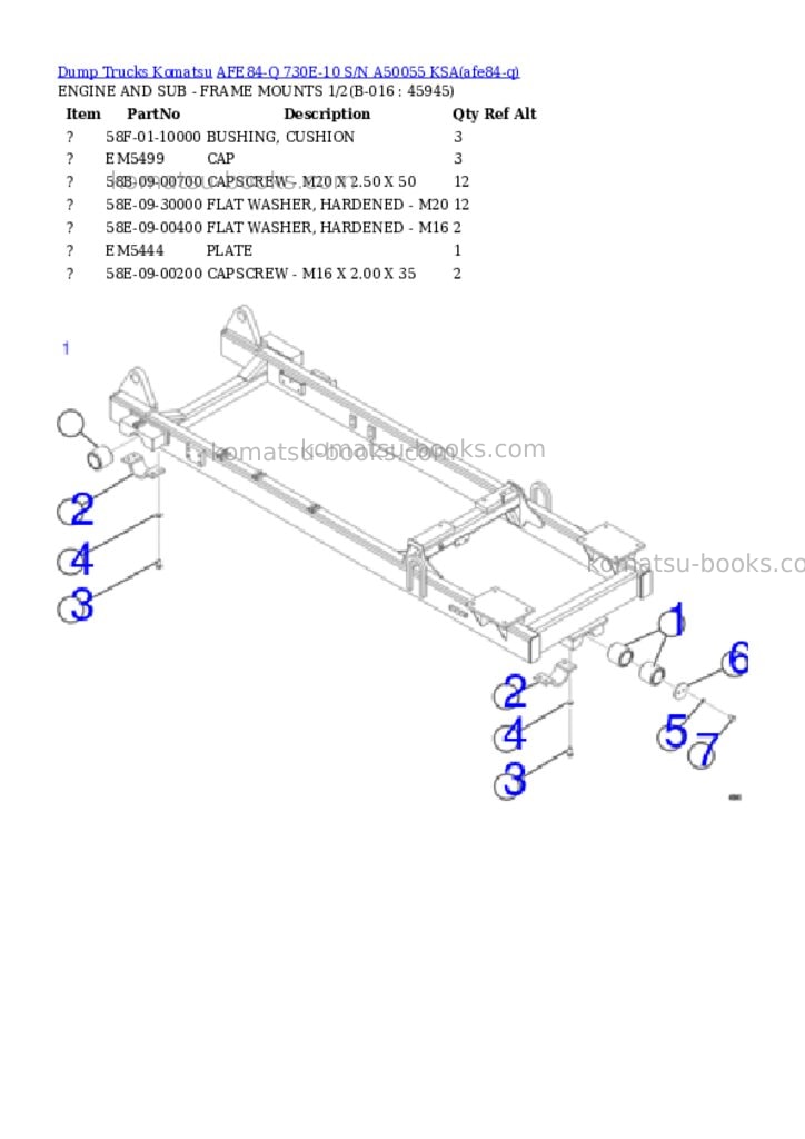 Komatsu AFE84-Q 730E-10 S/N A50055 KSA Parts catalog cover Page 8 Komatsu AFE84-Q 730E-10 S/N A50055 KSA Parts catalog cover Page 8