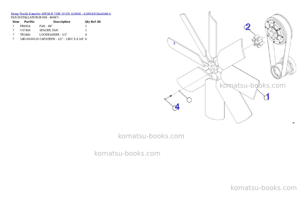 Komatsu AFE84-R 730E-10 S/N A50056 - A50058 KSA Parts catalog cover Page 2