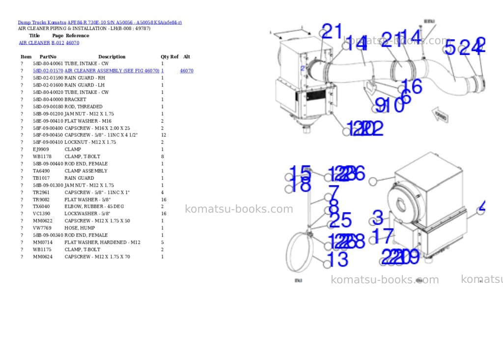 Komatsu AFE84-R 730E-10 S/N A50056 - A50058 KSA Parts catalog cover Page 4