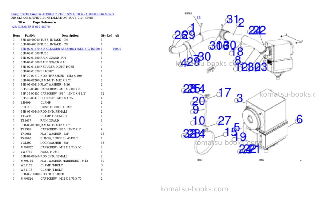 Komatsu AFE84-R 730E-10 S/N A50056 - A50058 KSA Parts catalog cover Page 5