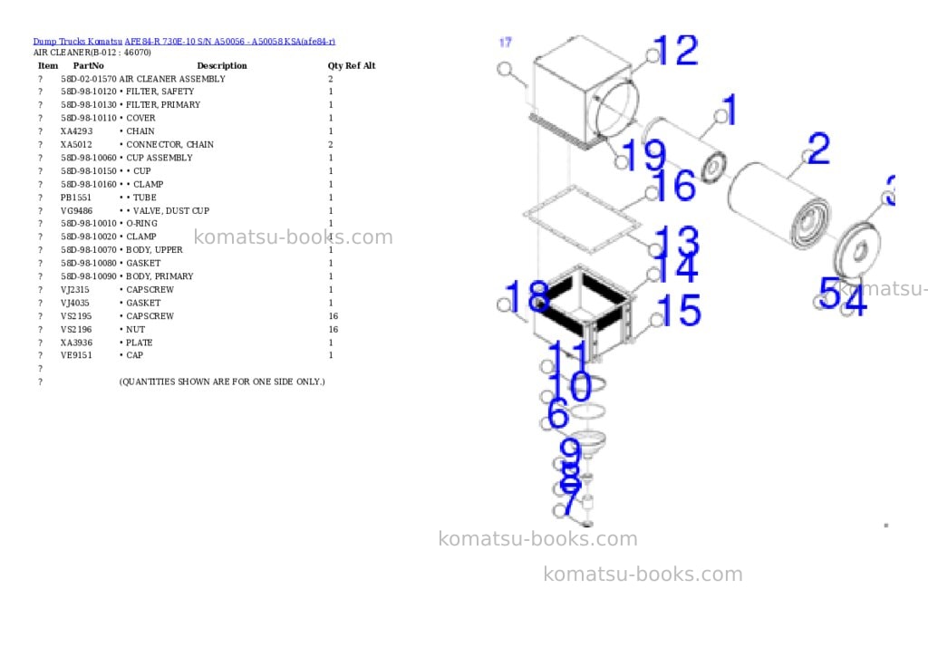 Komatsu AFE84-R 730E-10 S/N A50056 - A50058 KSA Parts catalog cover Page 6