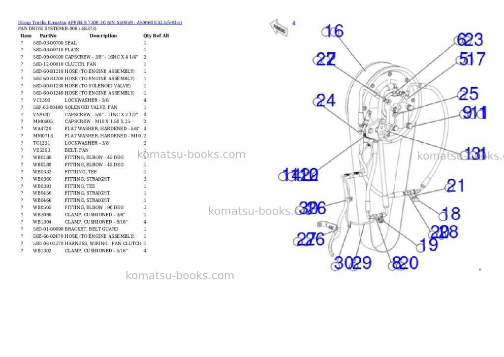Komatsu AFE84-S 730E-10 S/N A50059 - A50060 KAL Parts catalog cover Page 3